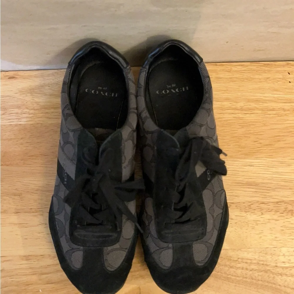 Coach Kelson Signature canvas and suede sneakers in a black and grey colorway